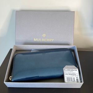 Mulberry Metallic Blue Long Line Zippy Wallet